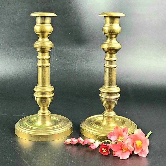 Other - Vintage Solid Brass Heavy Candlestick Holders - Made in China - Set of 2